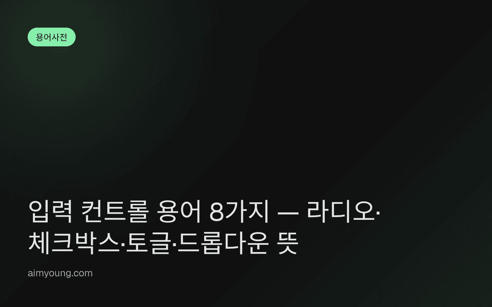 입력 컨트롤 용어 8가지 — 라디오·체크박스·토글·드롭다운 뜻