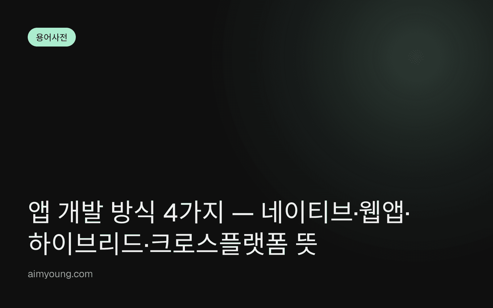 앱 개발 방식 4가지 — 네이티브·웹앱·하이브리드·크로스플랫폼 뜻