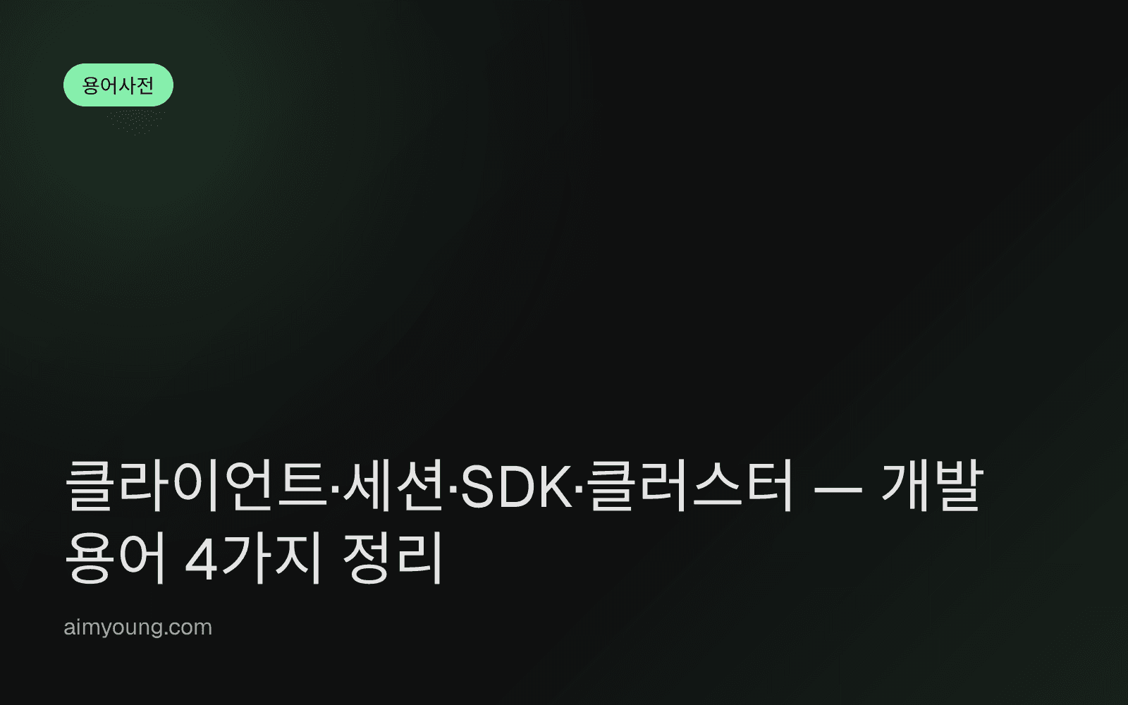 클라이언트·세션·SDK·클러스터 — 개발 용어 4가지 정리
