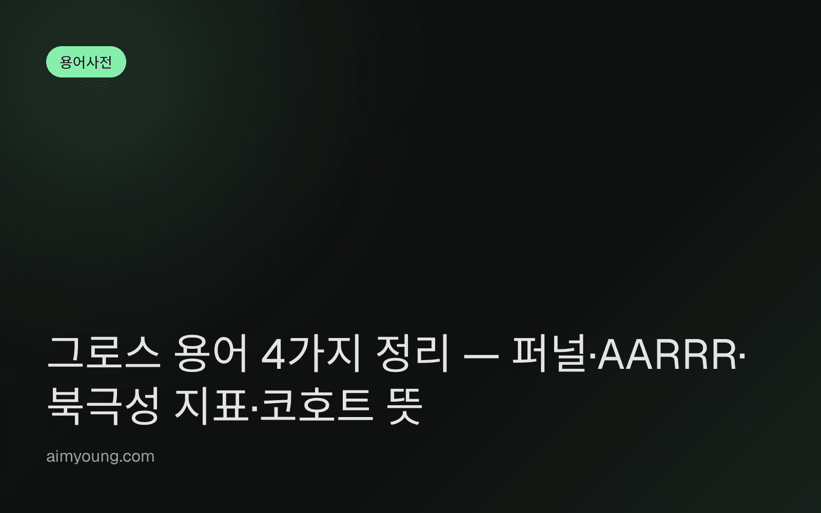 그로스 용어 4가지 정리 — 퍼널·AARRR·북극성 지표·코호트 뜻