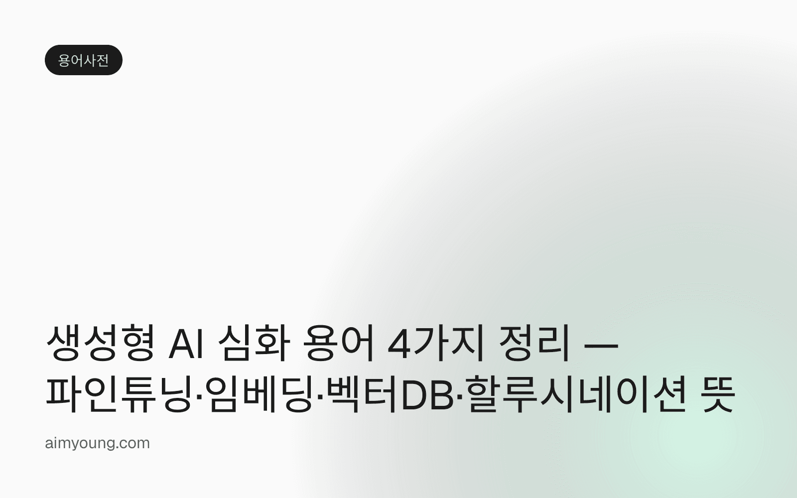 생성형 AI 심화 용어 4가지 정리 — 파인튜닝·임베딩·벡터DB·할루시네이션 뜻